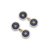 CARTIER EARLY 20TH CENTURY ENAMEL AND DIAMOND CUFFLINKS/BUTTONS - photo 1