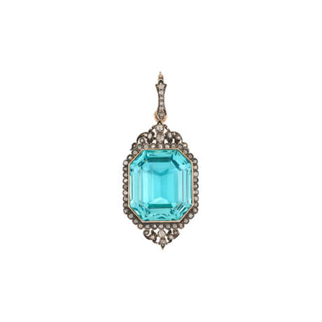 LATE 19TH CENTURY AQUAMARINE AND DIAMOND PENDANT - фото 1