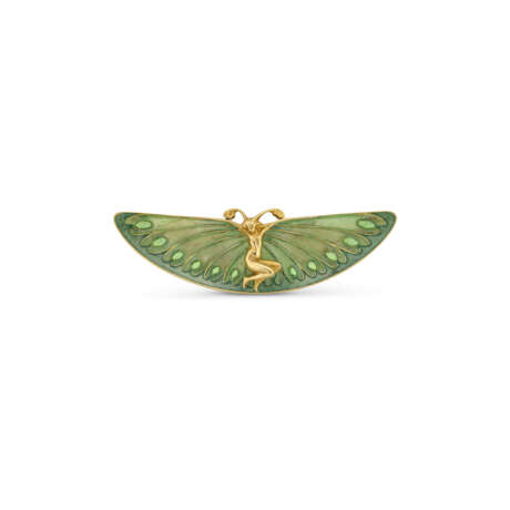 RENÉ LALIQUE ART NOUVEAU ENAMEL 'FAIRY' BROOCH - photo 1