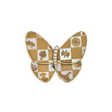 VAN CLEEF & ARPELS MOTHER-OF-PEARL, ENAMEL AND DIAMOND 'TAKARASUKUSHI' BUTTERFLY BROOCH - фото 1