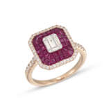 ILLUSION-SET RUBY AND DIAMOND RING - photo 1