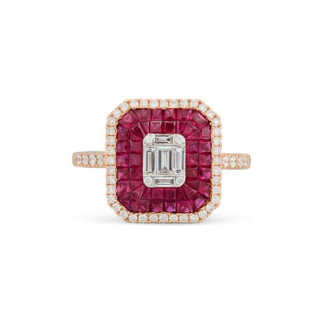 ILLUSION-SET RUBY AND DIAMOND RING - photo 2