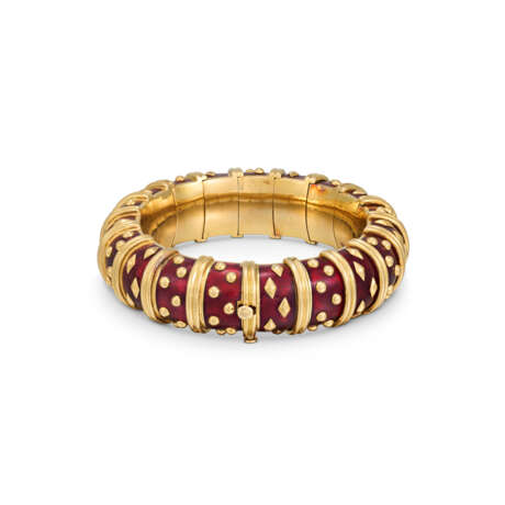 JEAN SCHLUMBERGER FOR TIFFANY & CO ENAMEL 'DOT LOSANGE' BANGLE BRACELET - фото 3