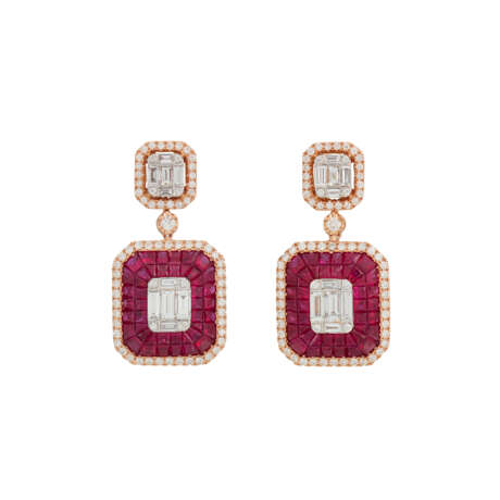 ILLUSION-SET RUBY AND DIAMOND EARRINGS - photo 1