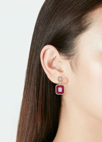 ILLUSION-SET RUBY AND DIAMOND EARRINGS - photo 3
