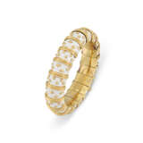 SCHLUMBERGER FOR TIFFANY & CO., WHITE ENAMEL ‘DOT LOSANGE’ BANGLE BRACELET AND 'BANANA' EARRINGS - photo 2