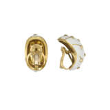 SCHLUMBERGER FOR TIFFANY & CO., WHITE ENAMEL ‘DOT LOSANGE’ BANGLE BRACELET AND 'BANANA' EARRINGS - photo 5