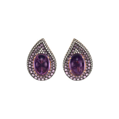 AMETHYST, PINK SAPPHIRE AND DIAMOND EARRINGS - photo 1