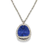 SAPPHIRE AND DIAMOND PENDANT NECKLACE - photo 1
