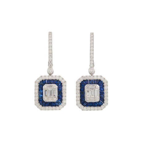 ILLUSION-SET SAPPHIRE AND DIAMOND EARRINGS - фото 1