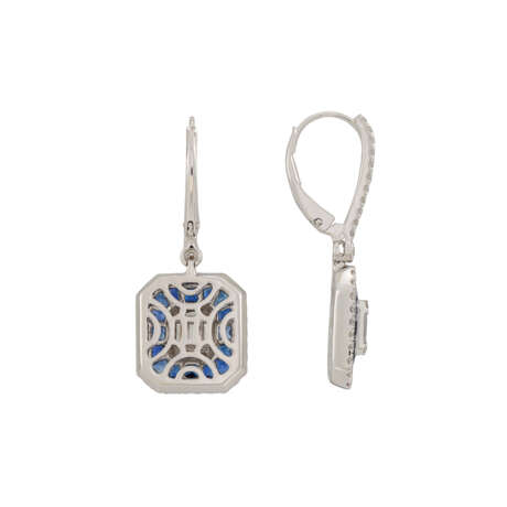 ILLUSION-SET SAPPHIRE AND DIAMOND EARRINGS - фото 2