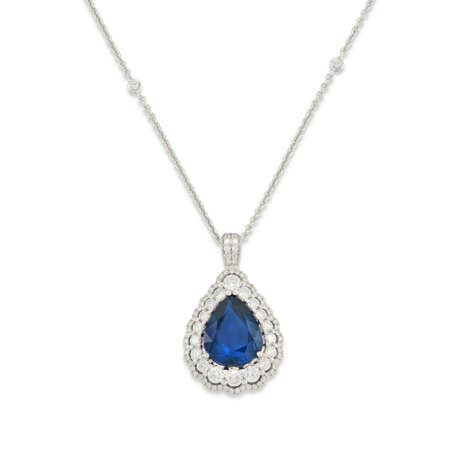 SAPPHIRE AND DIAMOND PENDANT NECKLACE - photo 1