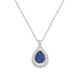 SAPPHIRE AND DIAMOND PENDANT NECKLACE - photo 1