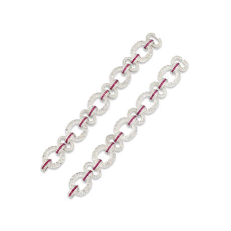 PAIR OF ROCK CRYSTAL, RUBY AND DIAMOND BRACELETS - photo 1