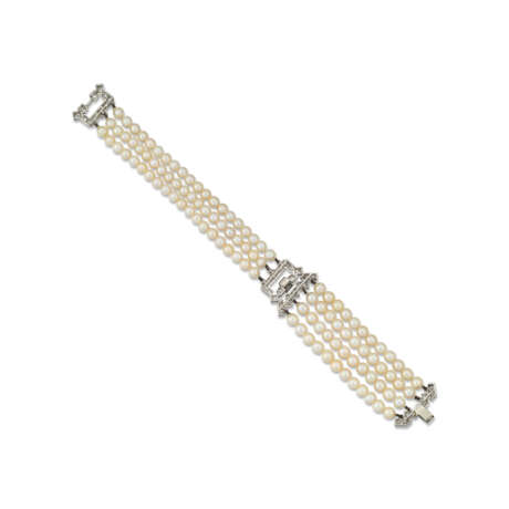 ART DECO NATURAL PEARL AND DIAMOND BRACELET - photo 2