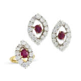 RUBY AND DIAMOND EARRINGS AND RING SET - photo 1