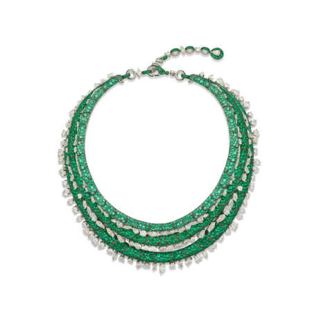 DE GRISOGONO EMERALD AND DIAMOND NECKLACE - photo 1