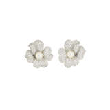 CARTIER CULTURED PEARL AND DIAMOND FLOWER EARRINGS - photo 1