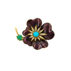 René Kern. Enamel-Gemstone-Brooch