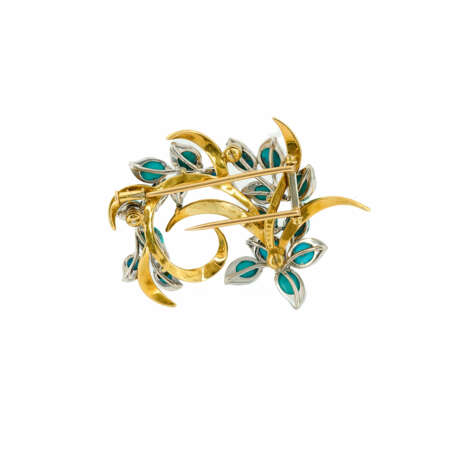 . Enamel-Turquoise-Diamond-Brooch - photo 2