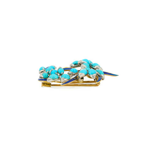 . Enamel-Turquoise-Diamond-Brooch - photo 3