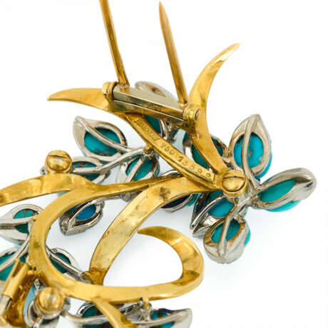 . Enamel-Turquoise-Diamond-Brooch - photo 4