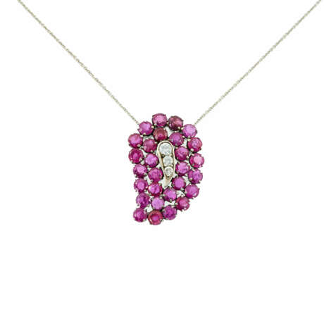 . Burma-Ruby-Diamond-Pendant-Necklace - photo 1