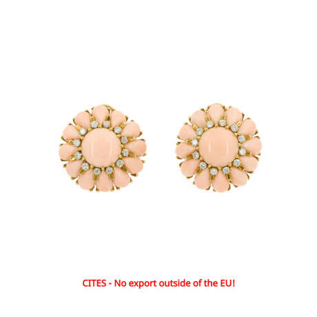 Korall-Diamant-Ohrclips - Foto 1