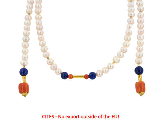 . Coral-Lapis-Lazuli-Pearl-Necklace - photo 1