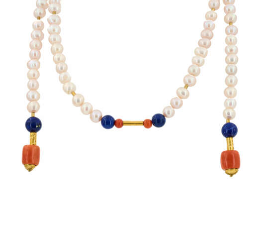 . Coral-Lapis-Lazuli-Pearl-Necklace - photo 2