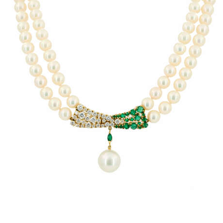 . Pearl-Emerald-Diamond-Necklace - photo 1