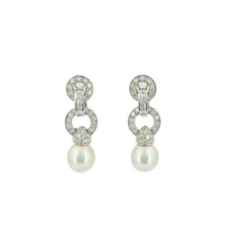 . Pearl-Diamond-Ear-Stud-Clips - photo 1
