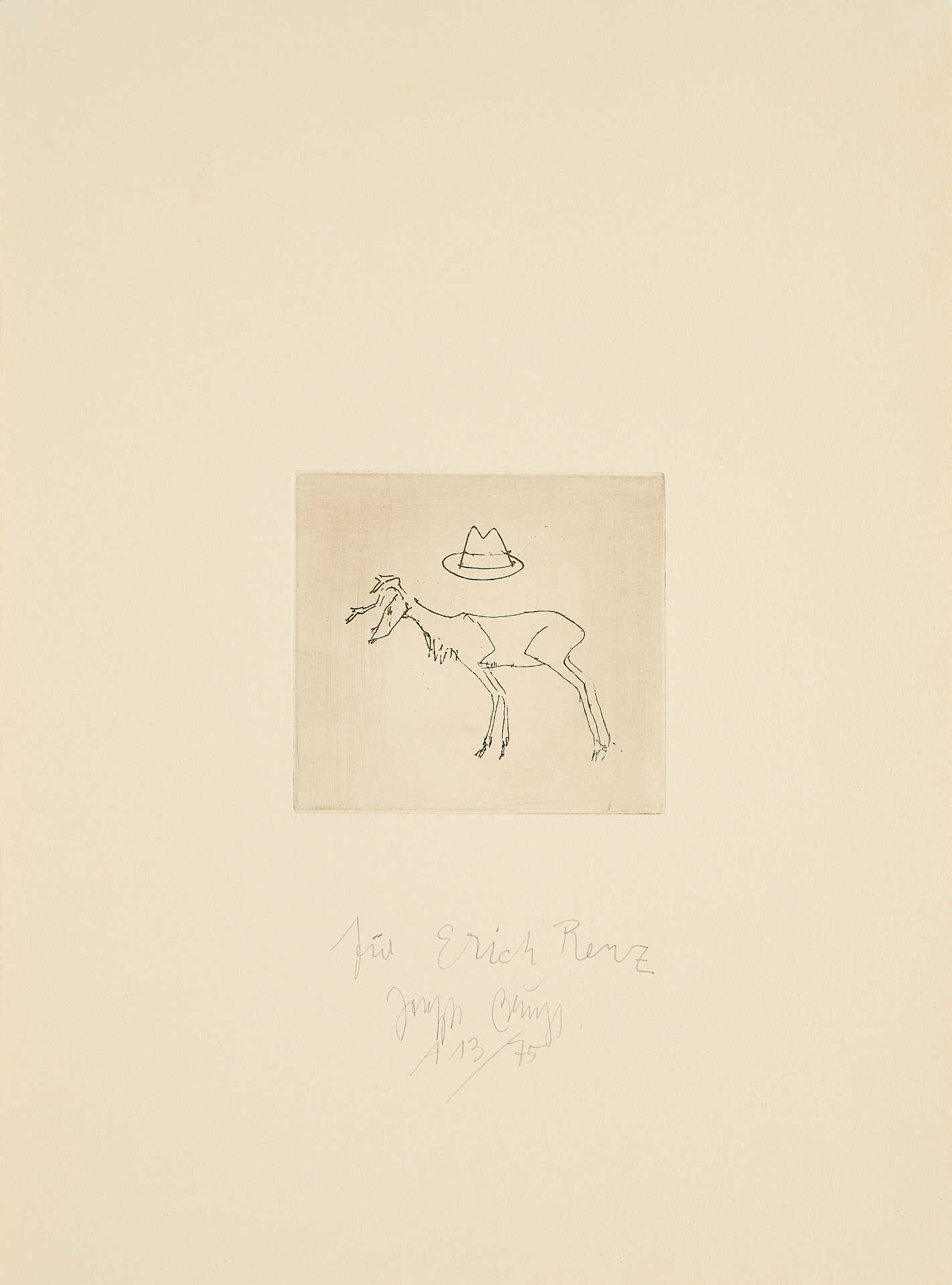 Joseph Beuys. Hirsch und Hut (From: Suite Zirkulationszeit)