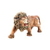 Miniature en bronze de Vienne Lion usines Bergman. Polychrome painting Early 20th century - Foto 1