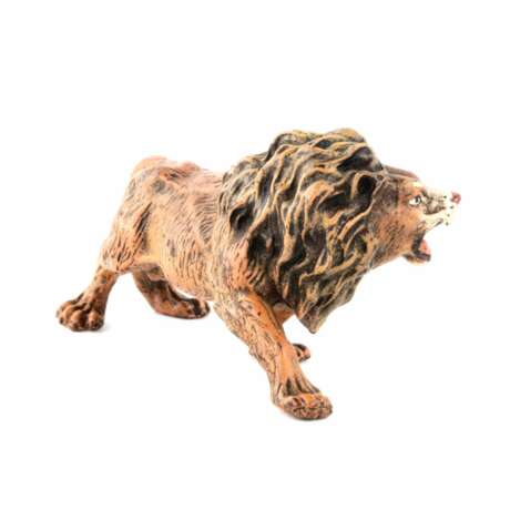 Miniature en bronze de Vienne Lion usines Bergman. Polychrome painting Early 20th century - Foto 3