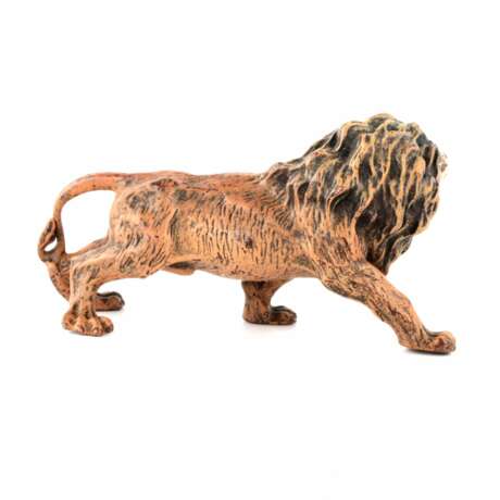 Miniature en bronze de Vienne Lion usines Bergman. Polychrome painting Early 20th century - Foto 4
