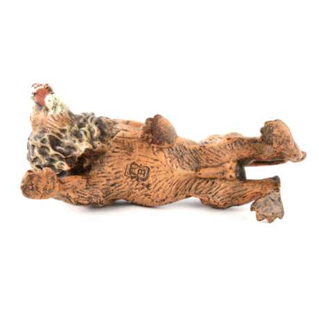 Miniature en bronze de Vienne Lion usines Bergman. Polychrome painting Early 20th century - Foto 7