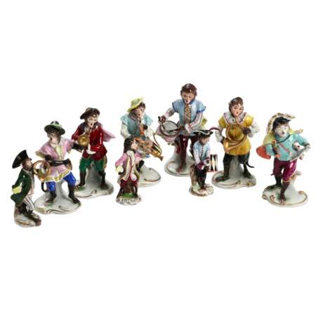 Groupe en porcelaine Monkey Orchestra. Porzellan Rococo 20th century - Foto 1