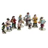 Groupe en porcelaine Monkey Orchestra. Porzellan Rococo 20th century - Foto 1