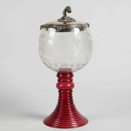 Bol perche avec six verres Glass and silver-plated metal Jugendstil At the turn of 19th -20th century - photo 2