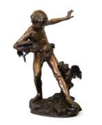 Patinated bronze. Boy with Roosters Paul CHEVRE