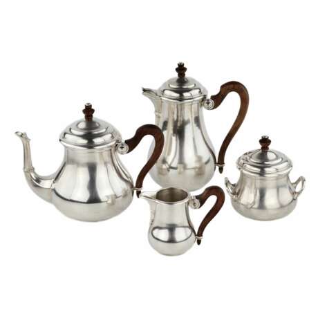 French tea and coffee service in silver plated metal. Paris. Puiforcat. Wood metal Neo-baroque 19th century - photo 1