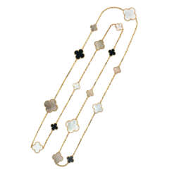 VAN CLEEF & ARPELS MOTHER-OF-PEARL AND ONYX 'MAGIC ALHMABRA' NECKLACE