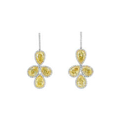 COLOURED DIAMOND AND DIAMOND EARRINGS