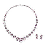 NO RESERVE - RUBY AND DIAMOND NECKLACE AND EARRINGS - photo 1
