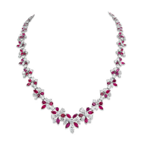 NO RESERVE - RUBY AND DIAMOND NECKLACE AND EARRINGS - photo 7