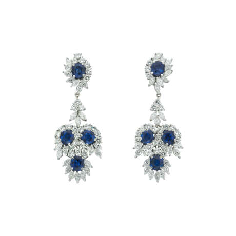 NO RESERVE - SAPPHIRE AND DIAMOND EARRINGS - photo 1