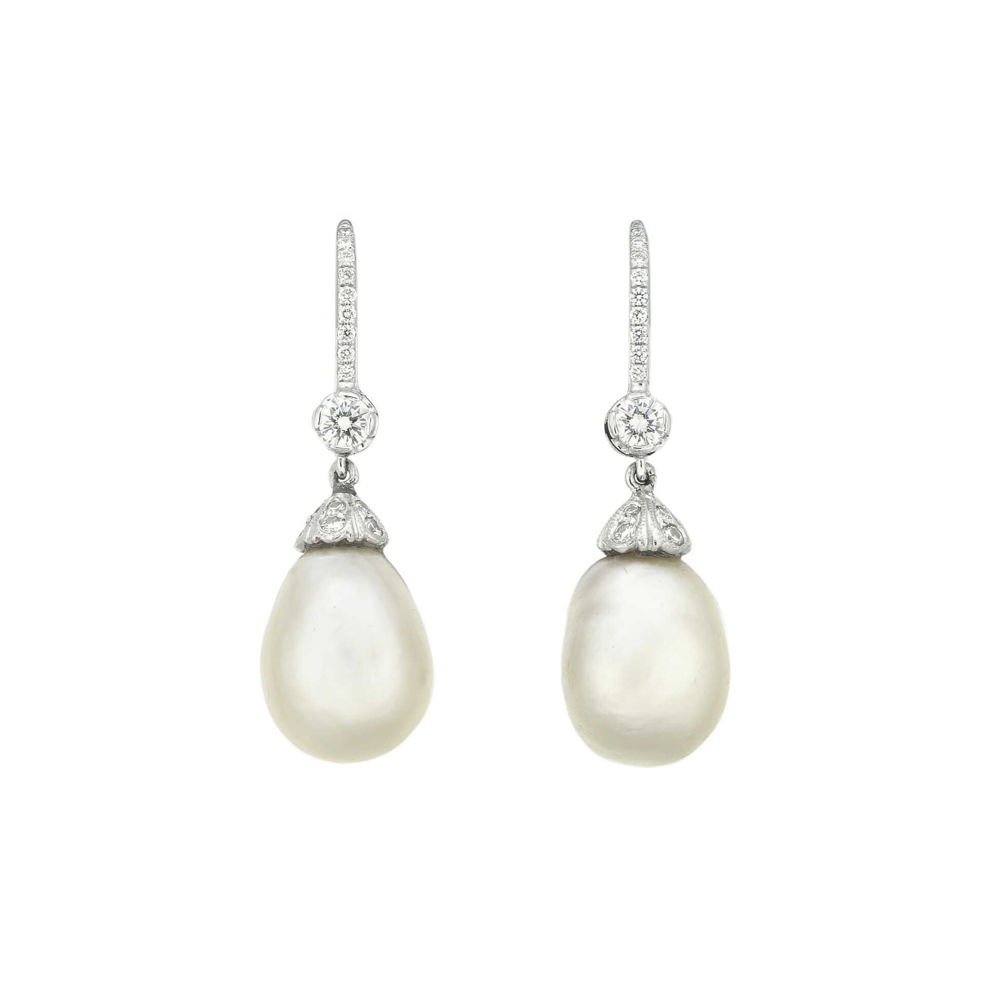 NATURAL PEARL AND DIAMOND EARRINGS NATURAL PEARL AND DIAMOND EARRINGS