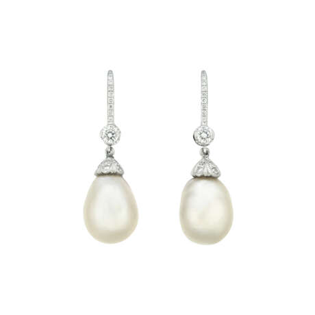 NATURAL PEARL AND DIAMOND EARRINGS - фото 1