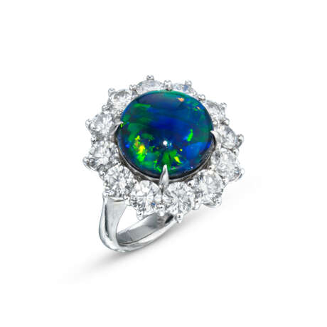 BLACK OPAL AND DIAMOND RING - photo 1